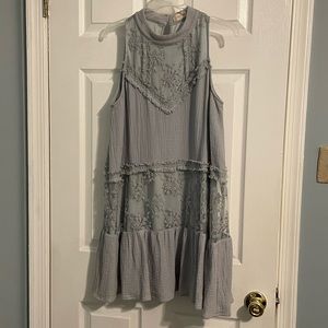 Cotton Dress with Lace Overlay